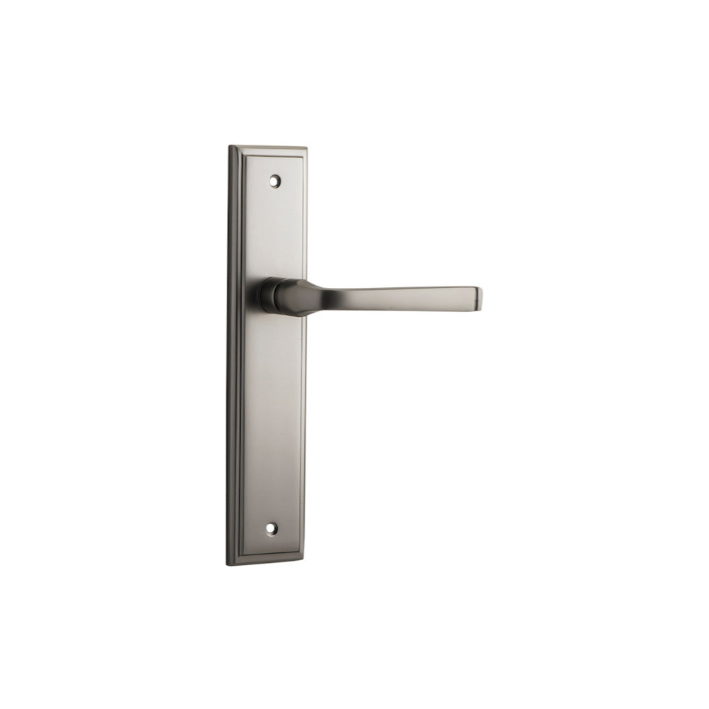 Door Lever Annecy Stepped Latch Satin Nickel H237xW50xP65mm in Satin Nickel