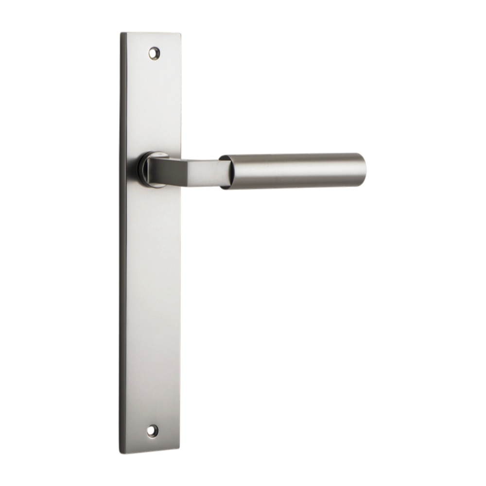 Door Lever Berlin Rectangular Latch Satin Nickel H240xW38xP57mm in Satin Nickel