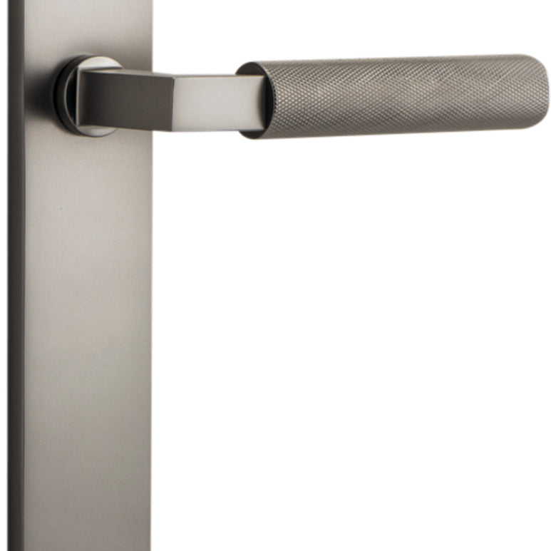 Door Lever Brunswick Oval Latch Satin Nickel H237xW40xP60mm in Satin Nickel