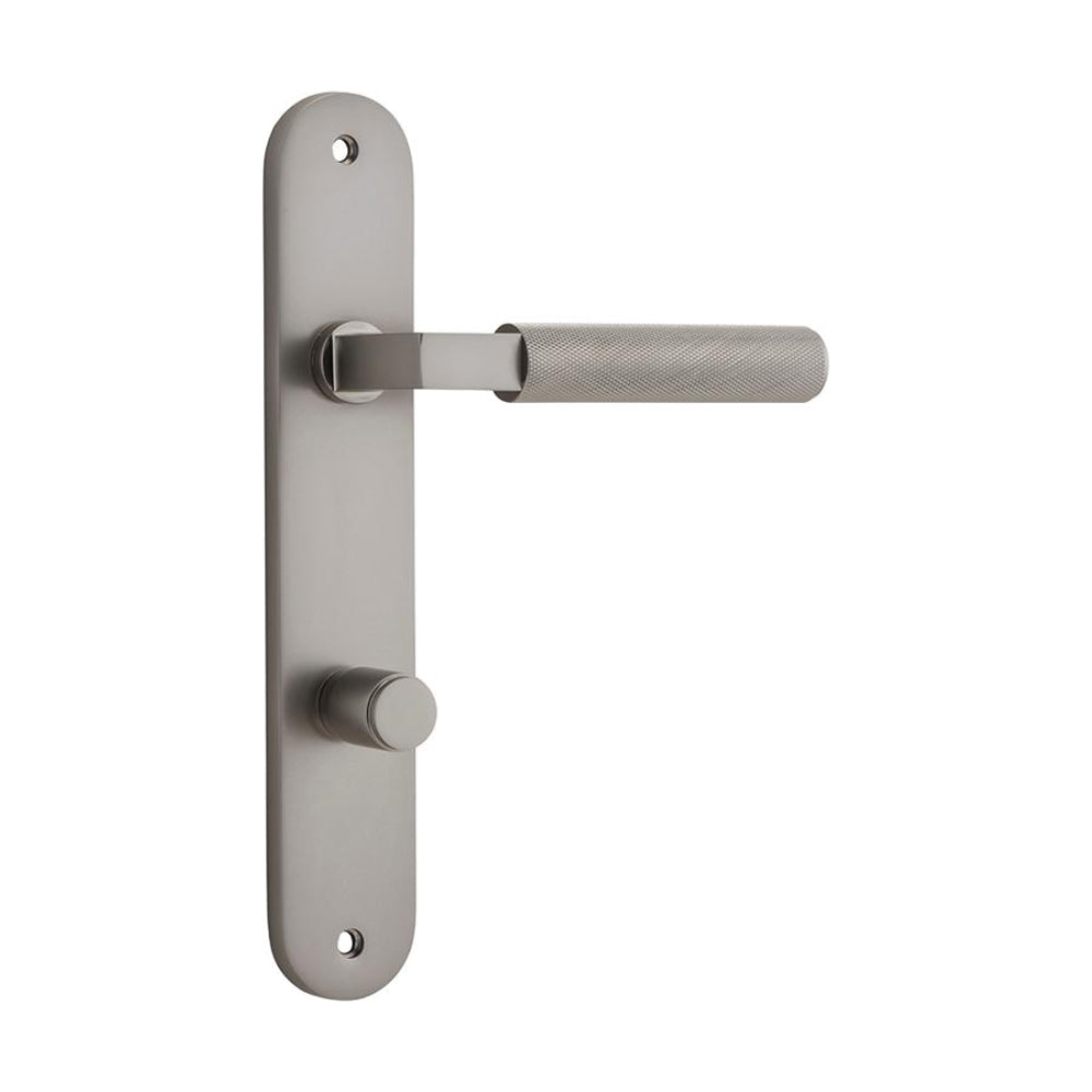 Door Lever Brunswick Oval Privacy Satin Nickel CTC85mm H237xW40xP60mm in Satin Nickel