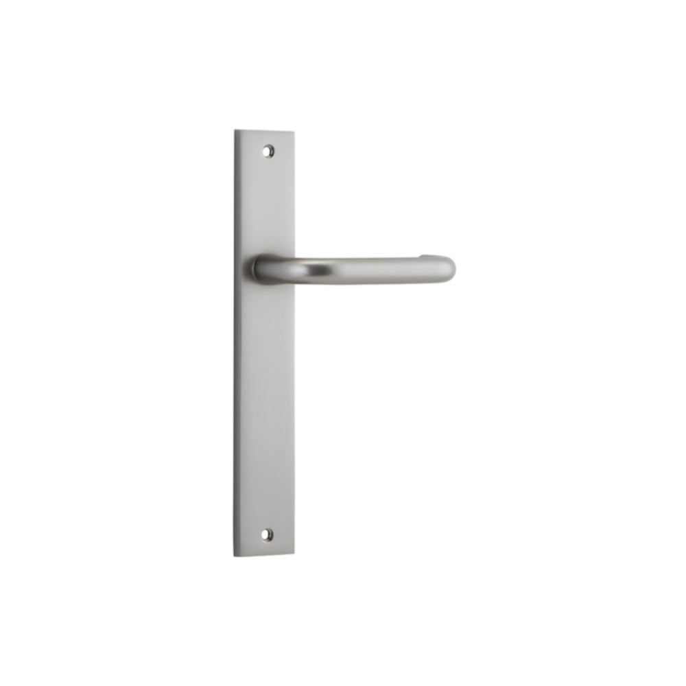 Door Lever Oslo on Long Backplate Satin Nickel H237xW50xP57mm in Satin Nickel
