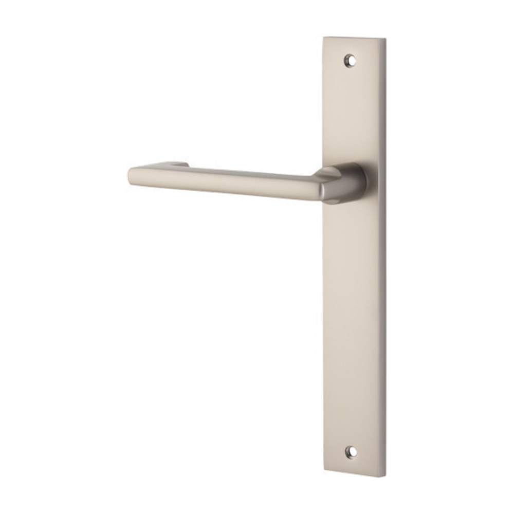 Door Lever Baltimore Return Rectangular Latch Left Hand Fixed Satin Nickel L128xP54mm BPH240xW38mm in Satin Nickel