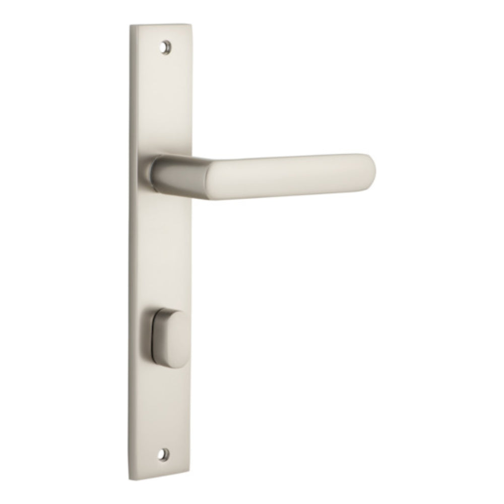 Door Lever Osaka Rectangular Privacy Pair Satin Nickel CTC85mm H240xW38xP55mm in Satin Nickel