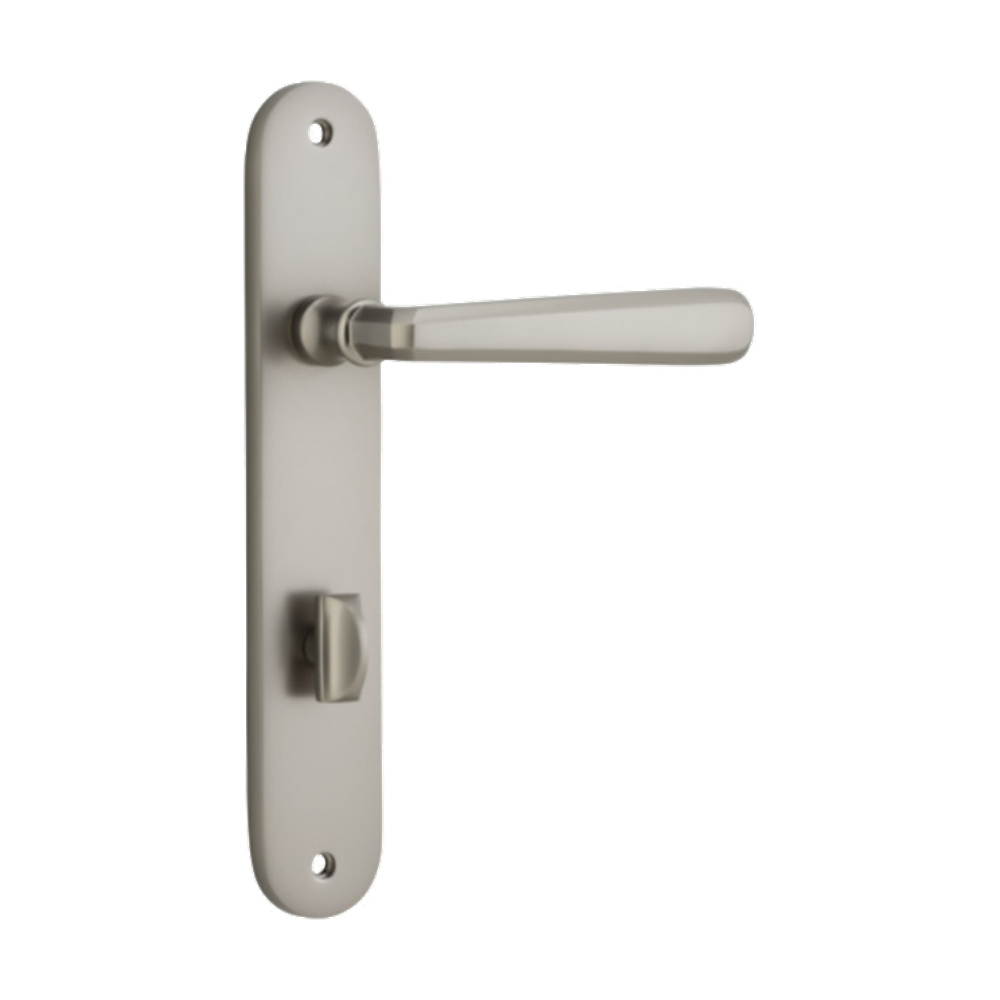 Door Lever Copenhagen Oval Privacy Pair Satin Nickel CTC85mm H240xW40xP61mm in Satin Nickel