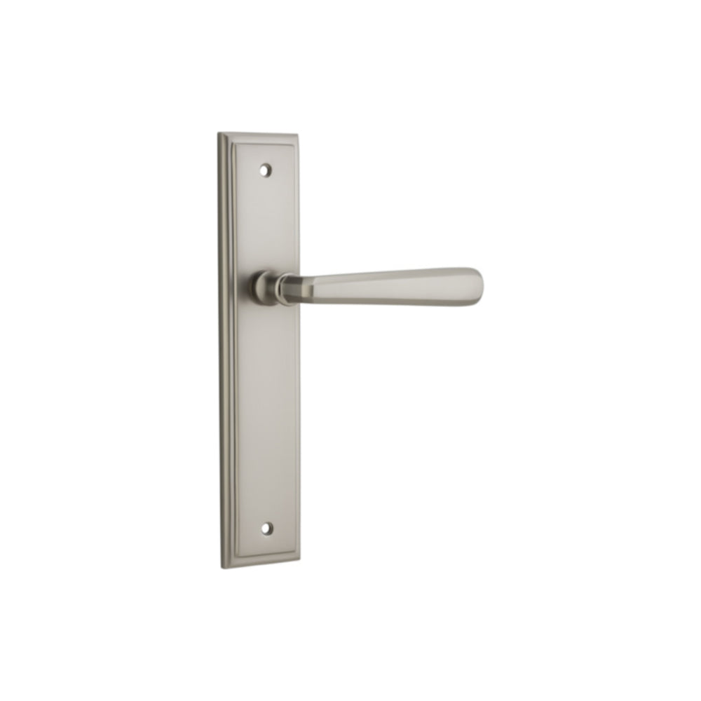 Door Lever Copenhagen Stepped Latch Pair Satin Nickel H237xW50xP61mm in Satin Nickel