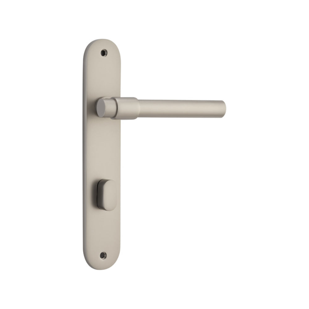 Door Lever Helsinki Oval Privacy Pair Satin Nickel CTC85mm H240xW40xP44mm in Satin Nickel