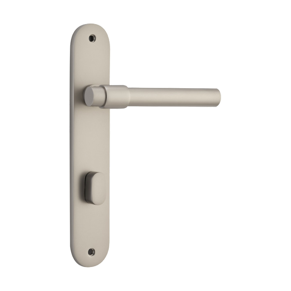 Door Lever Helsinki Oval Privacy Pair Satin Nickel CTC85mm H240xW40xP44mm in Satin Nickel