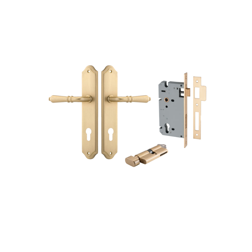 Door Lever Sarlat Shouldered Euro Brushed Brass CTC85mm H250xW48xP57mm Entrance Kit Mortice Lock Euro Brushed Brass CTC85mm Backset 60mm, Euro Cylinder Key Thumb 6 Pin Brushed Brass L70mm
KA1 in Brushed Brass