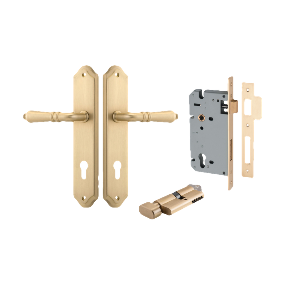 Door Lever Sarlat Shouldered Euro Brushed Brass CTC85mm H250xW48xP57mm Entrance Kit Mortice Lock Euro Brushed Brass CTC85mm Backset 60mm, Euro Cylinder Key Thumb 6 Pin Brushed Brass L70mm
KA1 in Brushed Brass