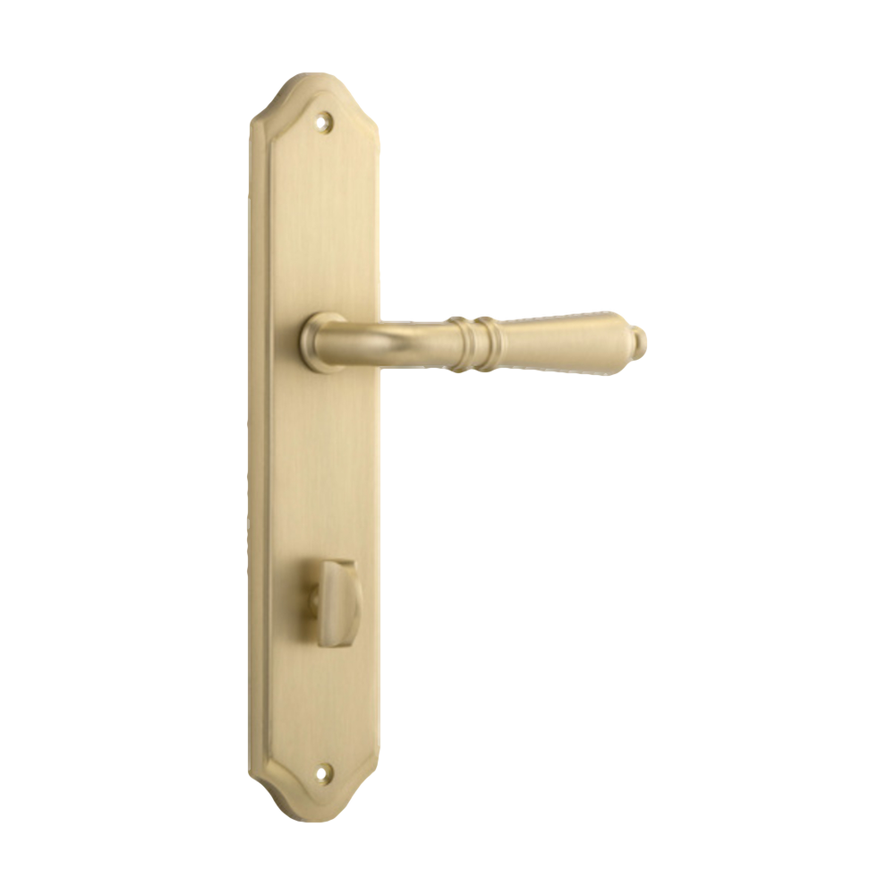 Door Lever Sarlat Shouldered Privacy Brushed Brass CTC85mm H250xW48xP57mm in Brushed Brass