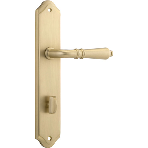 Door Lever Sarlat Shouldered Privacy Brushed Brass CTC85mm H250xW48xP57mm in Brushed Brass