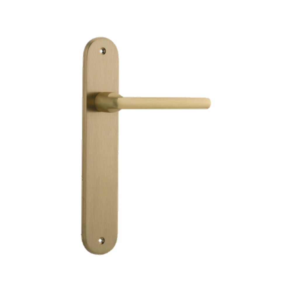 Door Lever Baltimore Oval Latch Brushed Brass H237xW50xP55mm in Brushed Brass
