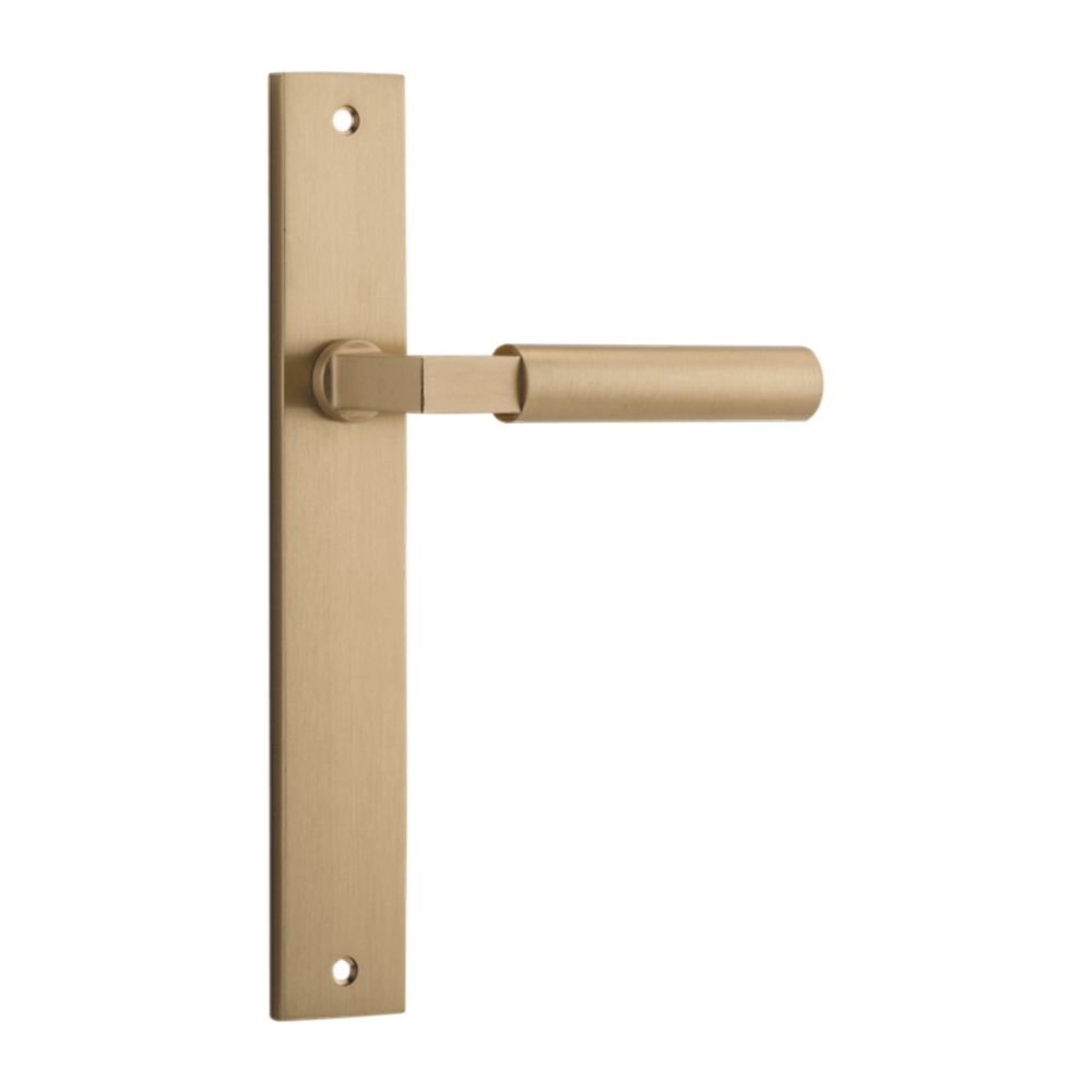 Door Lever Berlin Rectangular Latch Brushed Brass H240xW38xP57mm in Brushed Brass