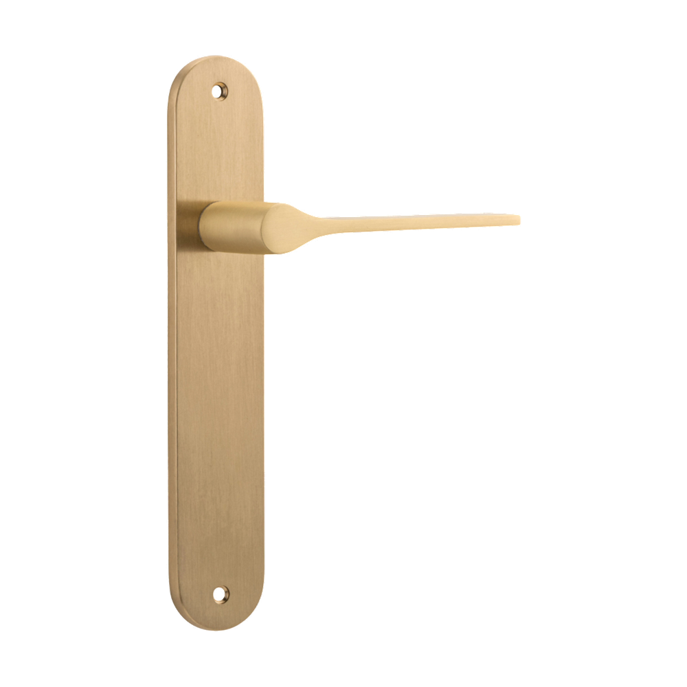 Door Lever Como Oval Latch Brushed Brass H240xW40xP58mm in Brushed Brass