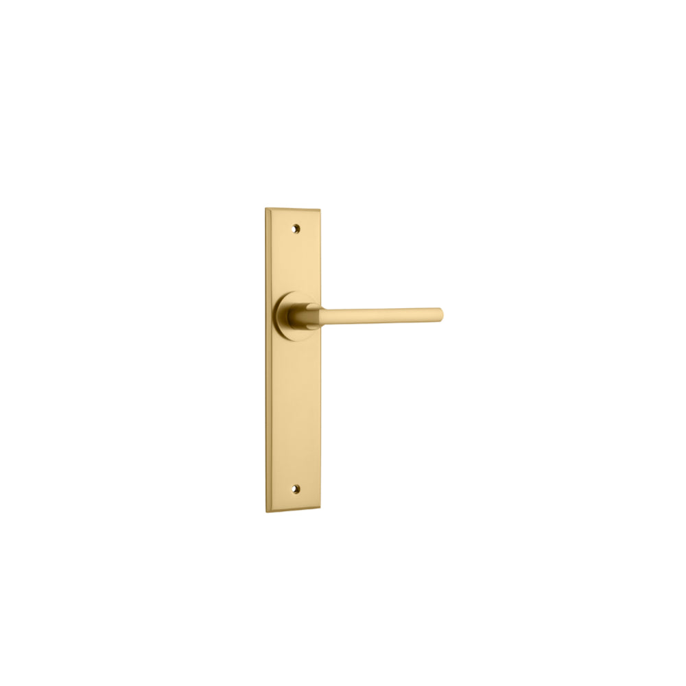 Door Lever Baltimore Chamfered Latch Brushed Brass H240xW50xP55mm in Brushed Brass
