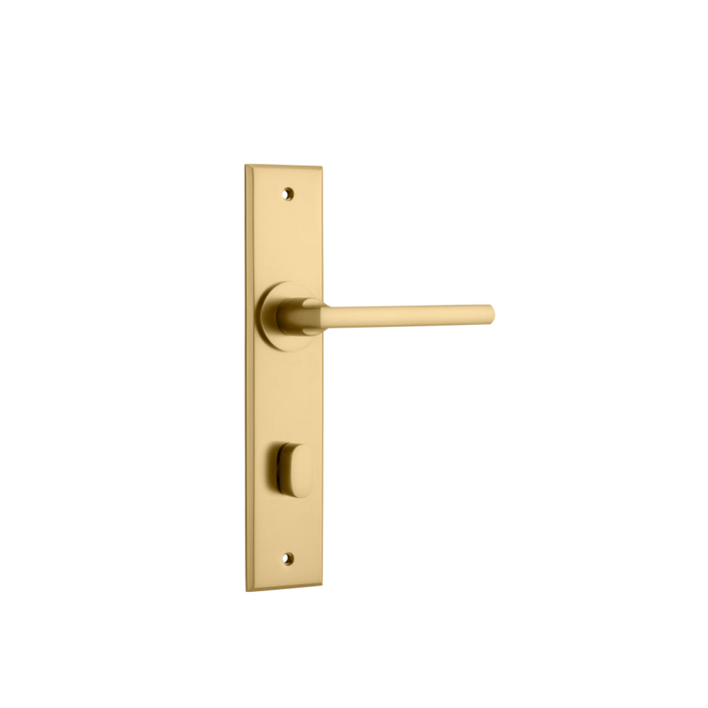 Door Lever Baltimore Chamfered Privacy Brushed Brass CTC85mm in Brushed Brass