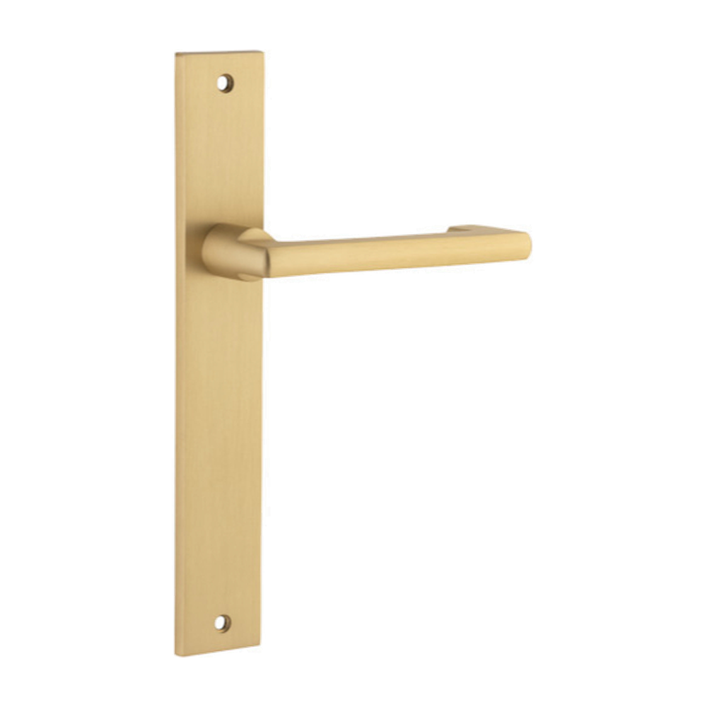 Door Lever Baltimore Return on Long Backplate Pair Brushed Brass H240xW38xP58mm in Brushed Brass