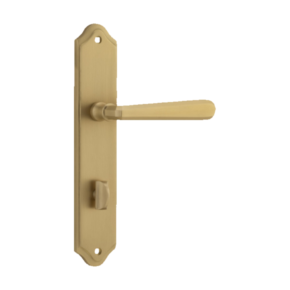 Door Lever Copenhagen Shouldered Privacy Pair Brushed Brass CTC85mm H250xW48xP61mm in Brushed Brass