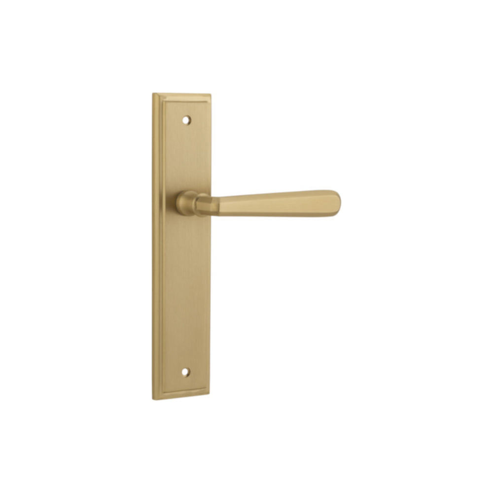 Door Lever Copenhagen Stepped Latch Pair Brushed Brass H237xW50xP61mm in Brushed Brass