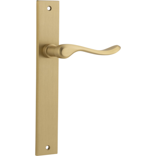 Door Lever Stirling on Long Backplate Pair Brushed Brass H240xW38xP64mm in Brushed Brass