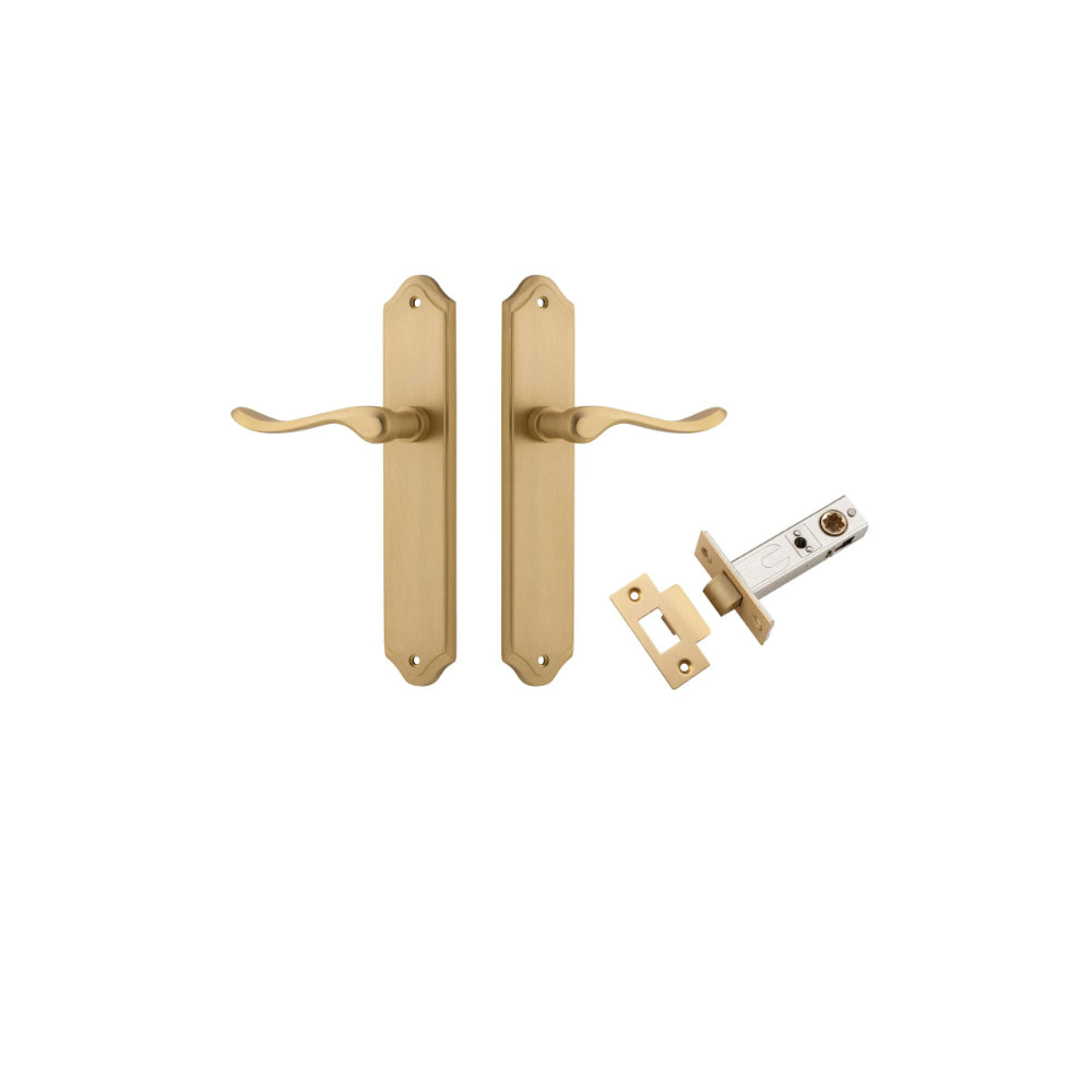 Door Lever Stirling Shouldered Latch Pair Brushed Brass H250xW48xP64mm Passage Kit Tube Latch Split Cam 'T' Striker Brushed Brass Backset 60mm in Brushed Brass