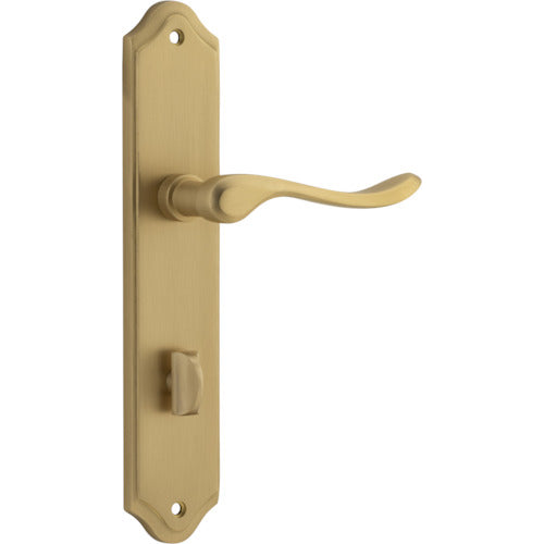 Door Lever Stirling Shouldered Privacy Pair Brushed Brass CTC85mm H250xW48xP64mm in Brushed Brass
