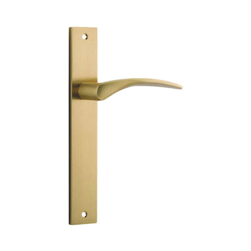 Door Lever Oxford on Long Backplate Brushed Brass H237xW50xP60mm in Brushed Brass