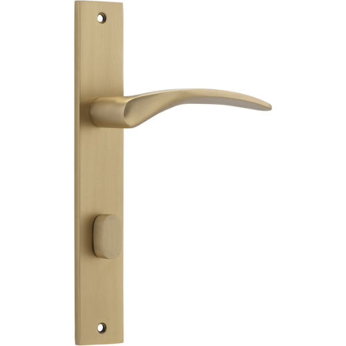 Door Lever Oxford Rectangular Privacy Brushed Brass CTC85mm H237xW50xP60mm _x000D_ in Brushed Brass