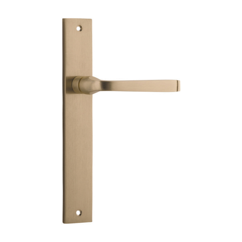 Door Lever Annecy on Long Backplate Brushed Brass H237xW50xP65mm in Brushed Brass
