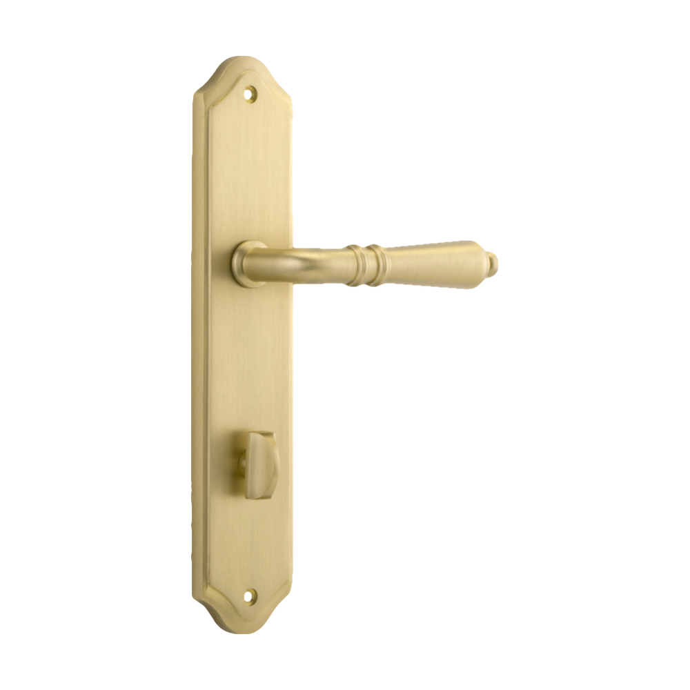Door Lever Sarlat Shouldered Privacy Brushed Gold PVD CTC85mm H250xW48xP57mm in Brushed Gold PVD