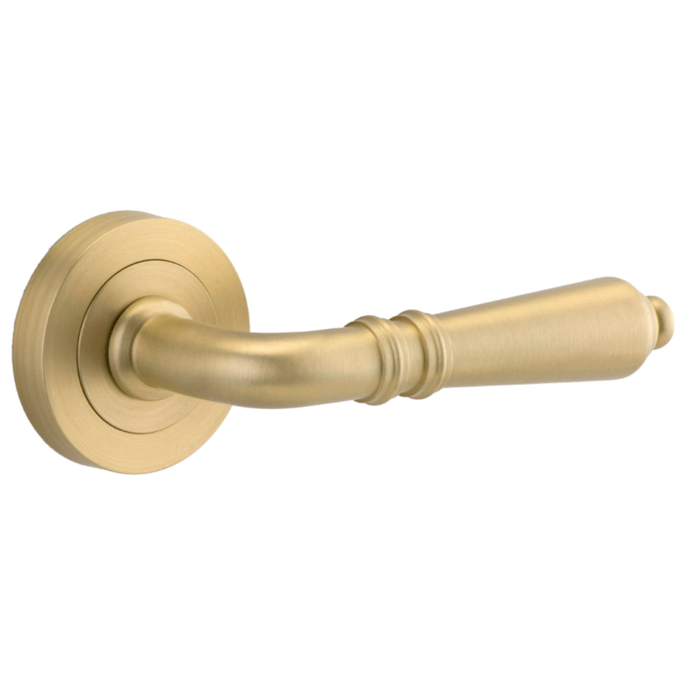 Door Lever Sarlat Round Rose Pair Brushed Gold PVD D52xP58mm in Brushed Gold PVD