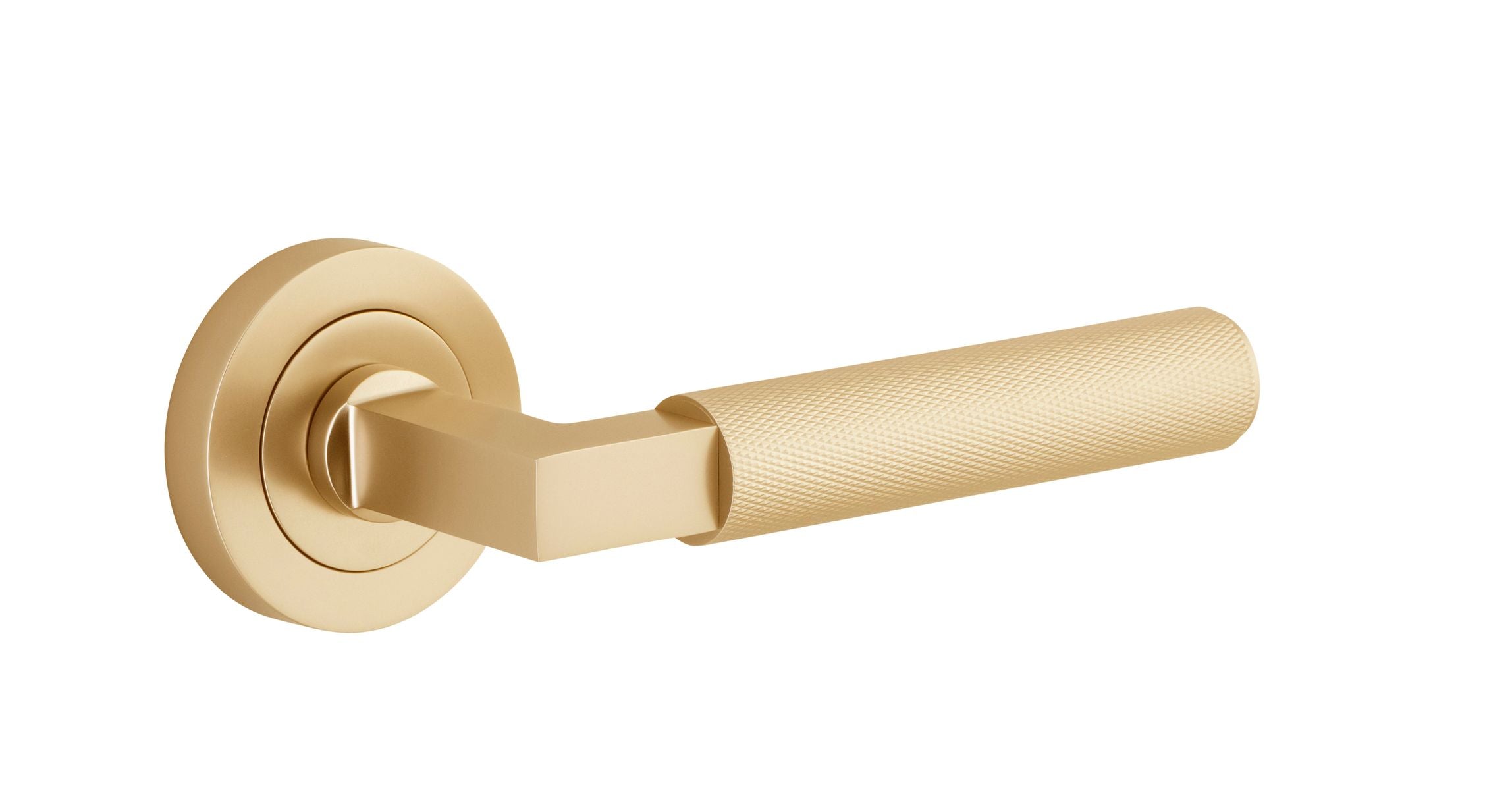 Door Lever Brunswick Rose Round Concealed Fix Right Hand Fixed Brushed Gold PVD L120xP60mm BPD52mm in Brushed Gold PVD