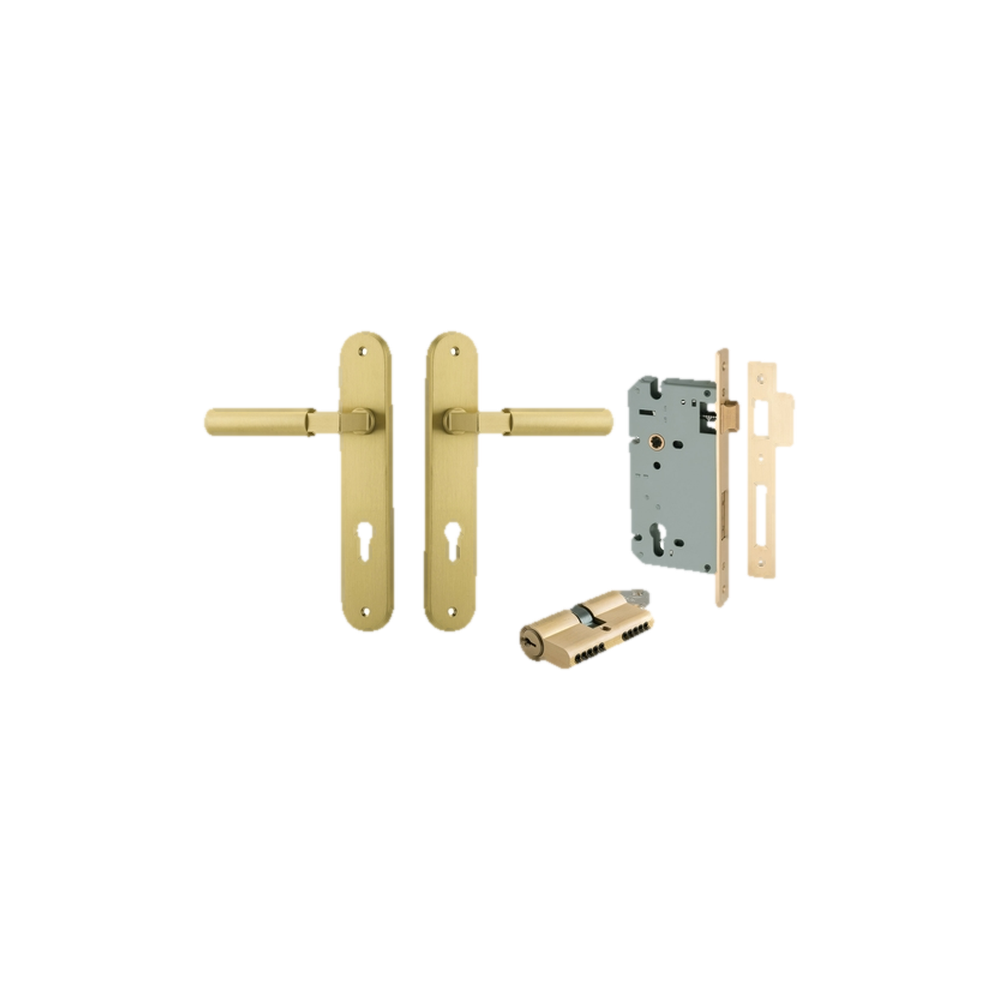 Door Lever Berlin Oval Brushed Gold PVD Key / Key Entrance Kit in Brushed Gold PVD