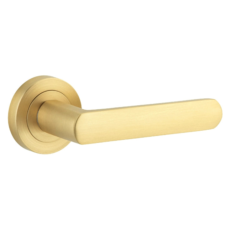 Door Lever Osaka Rose Round Concealed Fix Pair Brushed Gold PVD L120xP55mm BPD52mm in Brushed Gold PVD