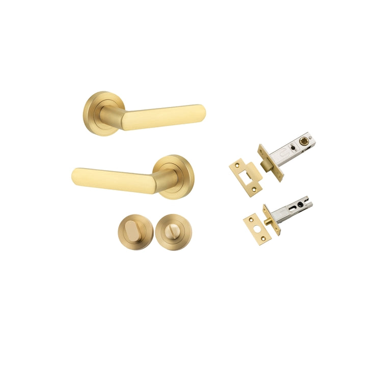 Door Lever Osaka Rose Round Brushed Gold PVD Privacy Kit in Brushed Gold PVD