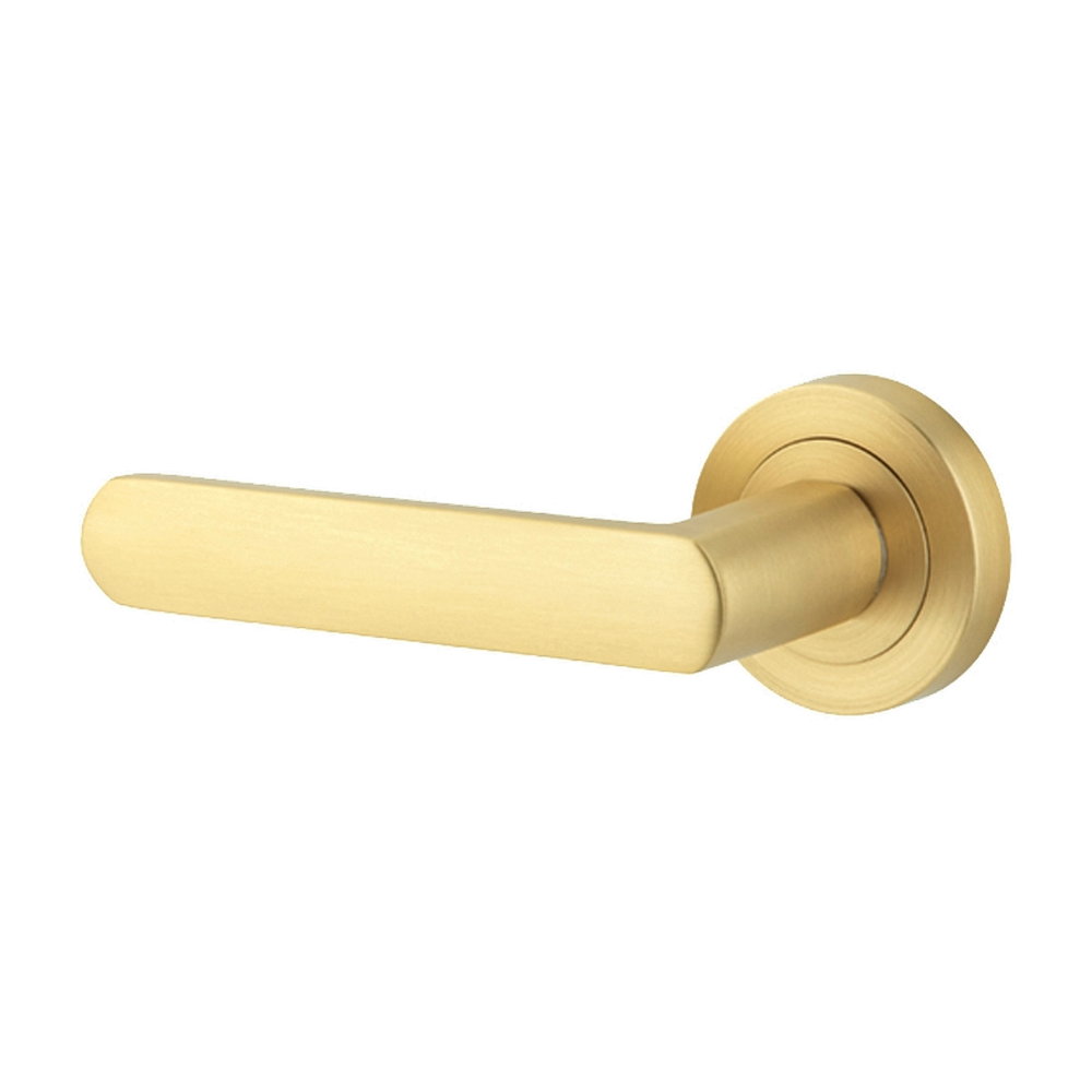 Door Lever Osaka Rose Round Concealed Fix Left Hand Fixed Brushed Gold PVD L120xP55mm BPD52mm in Brushed Gold PVD
