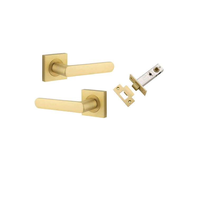 Door Lever Osaka Rose Square Brushed Gold PVD Passage Kit in Brushed Gold PVD