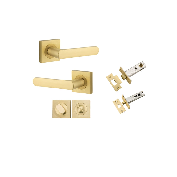 Door Lever Osaka Rose Square Brushed Gold PVD Privacy Kit in Brushed Gold PVD