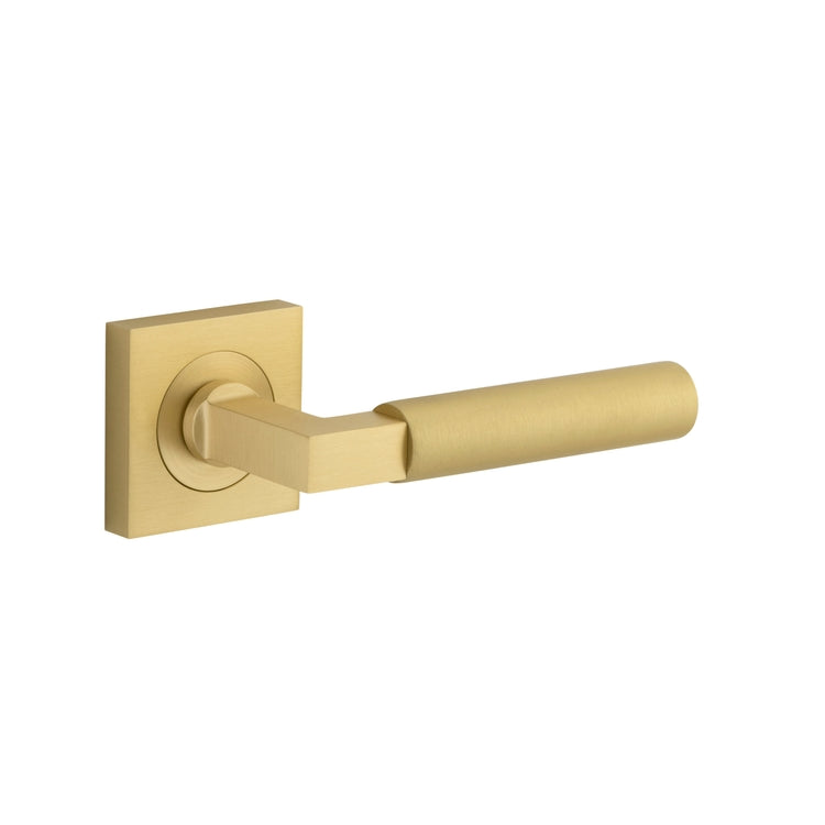 Door Lever Berlin Rose Square Concealed Fix Pair Brushed Gold PVD L120xP60mm BPH52xW52mm in Brushed Gold PVD