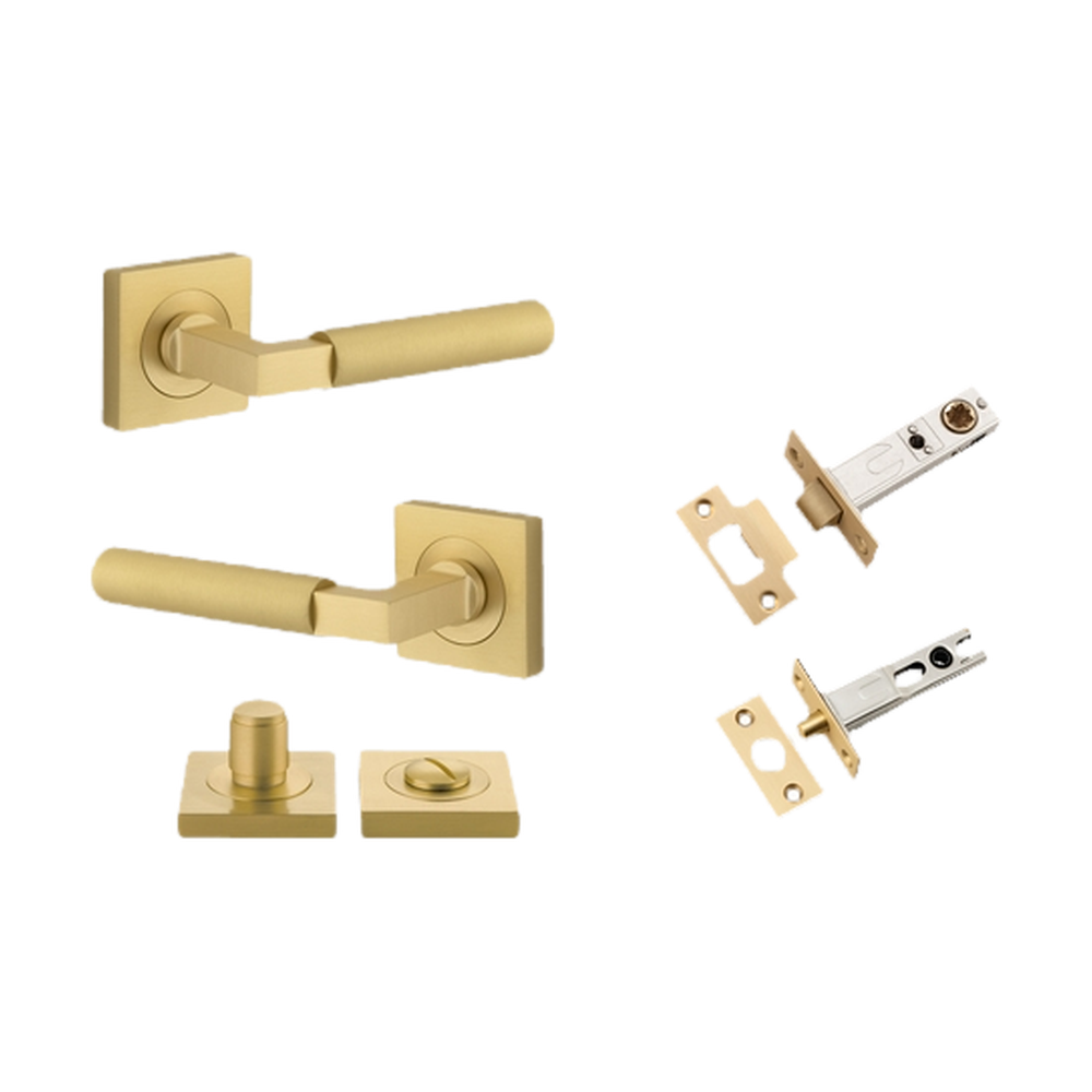 Door Lever Berlin Rose Square Brushed Gold PVD Privacy Kit in Brushed Gold PVD