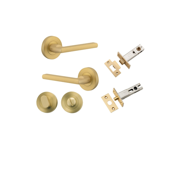 Door Lever Baltimore Rose Round Brushed Gold PVD Privacy Kit in Brushed Gold PVD