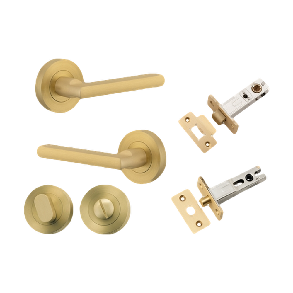 Door Lever Baltimore Rose Round Brushed Gold PVD Privacy Kit in Brushed Gold PVD