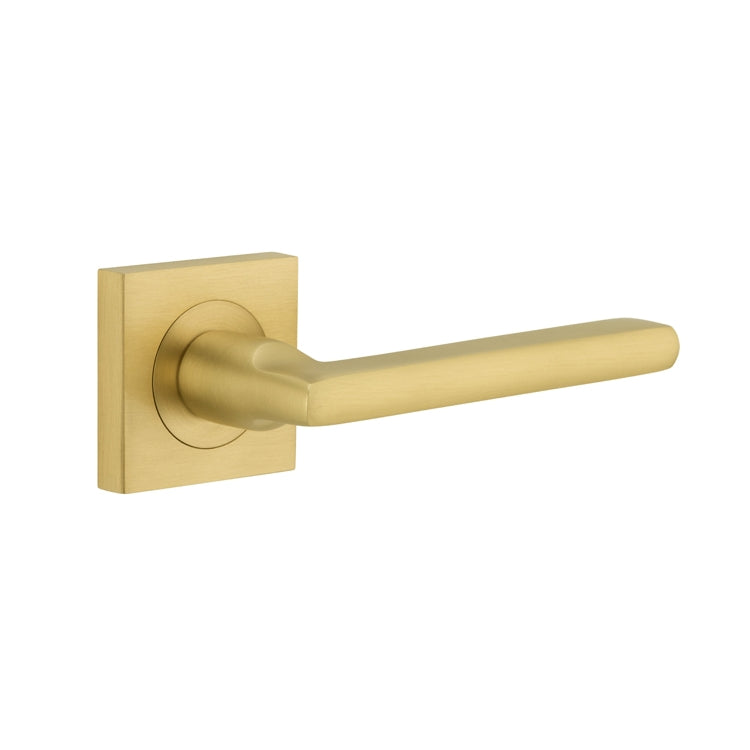 Door Lever Baltimore Rose Square Concealed Fix Pair Brushed Gold PVD L118xP57mm BPH52xW52mm in Brushed Gold PVD