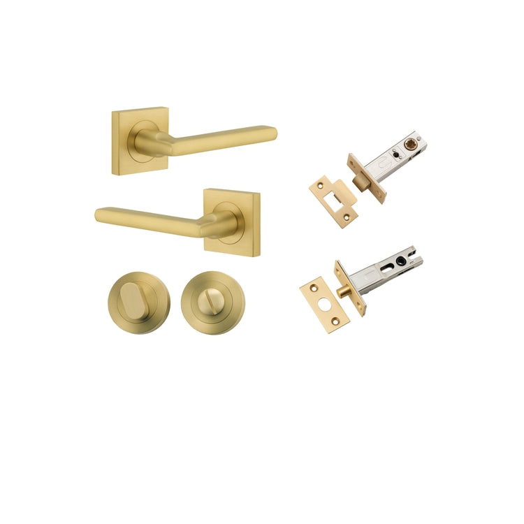 Door Lever Baltimore Rose Square Brushed Gold PVD Privacy Kit in Brushed Gold PVD