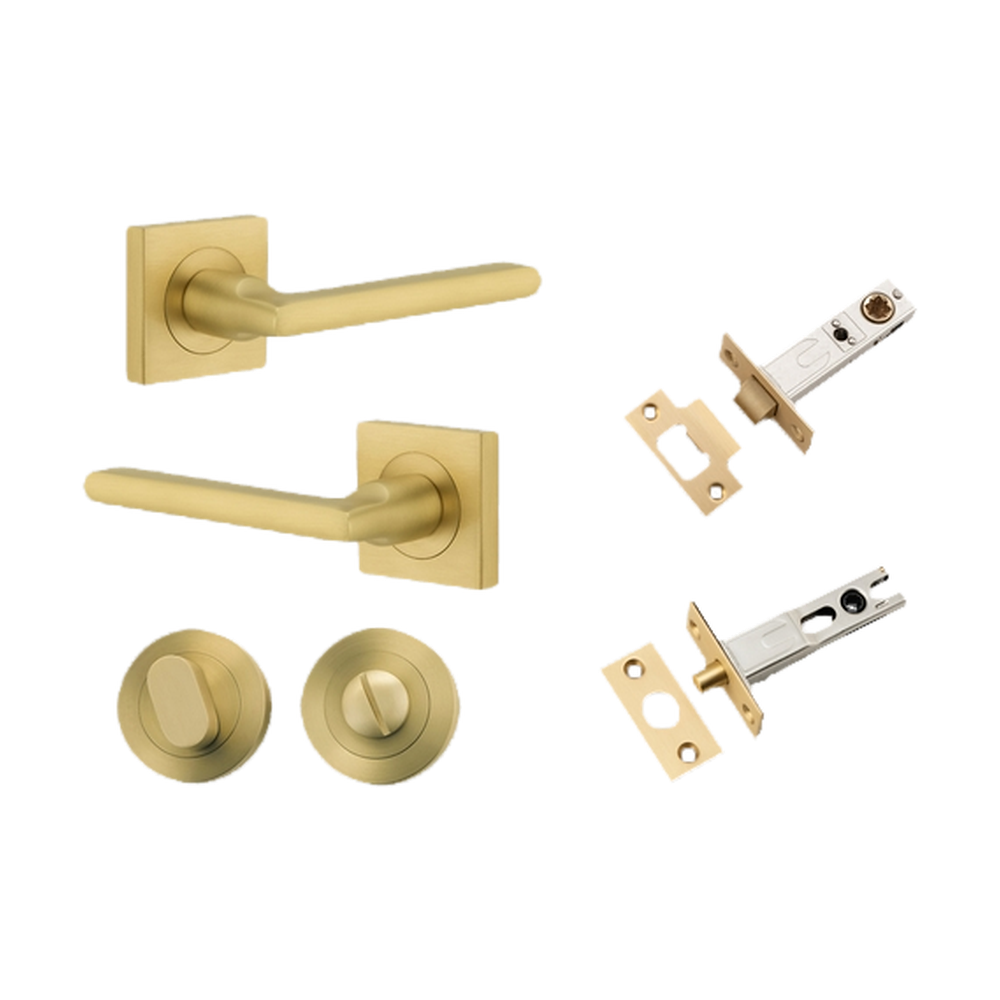 Door Lever Baltimore Rose Square Brushed Gold PVD Privacy Kit in Brushed Gold PVD