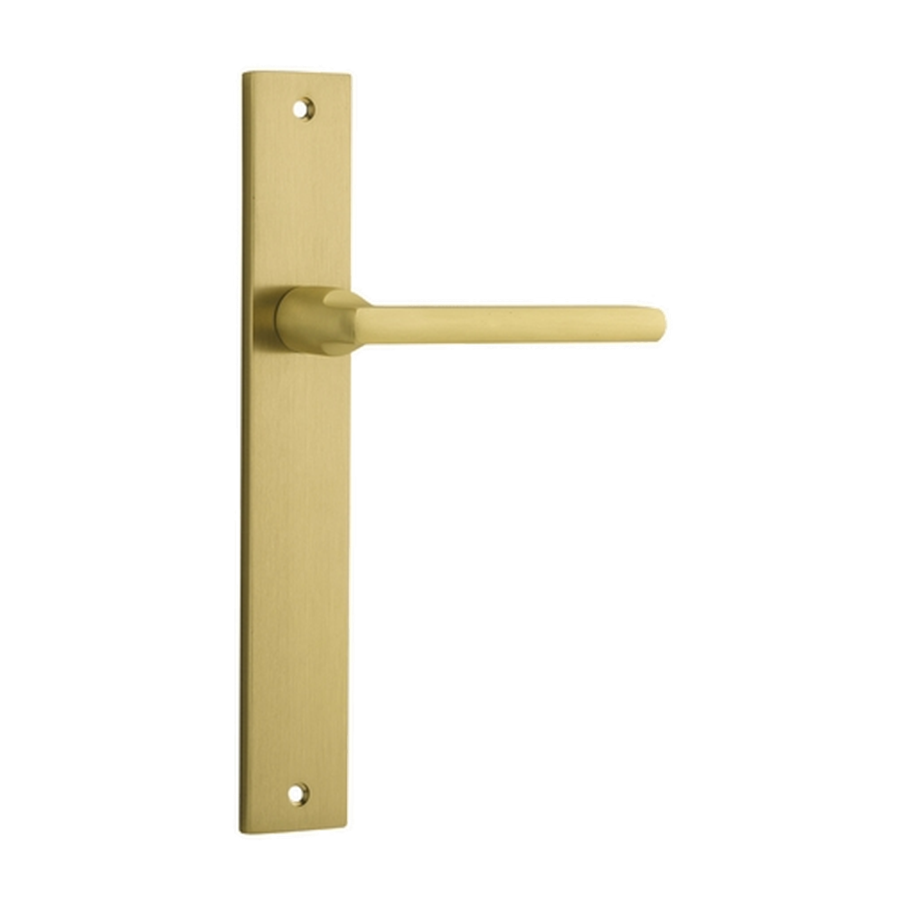 Door Lever Baltimore Rectangular Latch Pair Brushed Gold PVD L118xP54mm BPH240xW38mm in Brushed Gold PVD