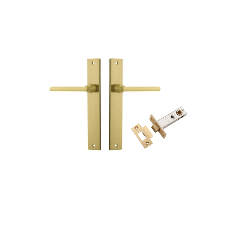 Door Lever Baltimore Rectangular Brushed Gold PVD Passage Kit in Brushed Gold PVD