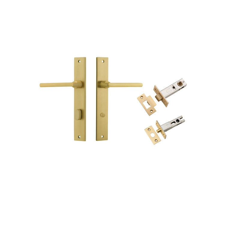 Door Lever Baltimore Rectangular Brushed Gold PVD Privacy Kit in Brushed Gold PVD