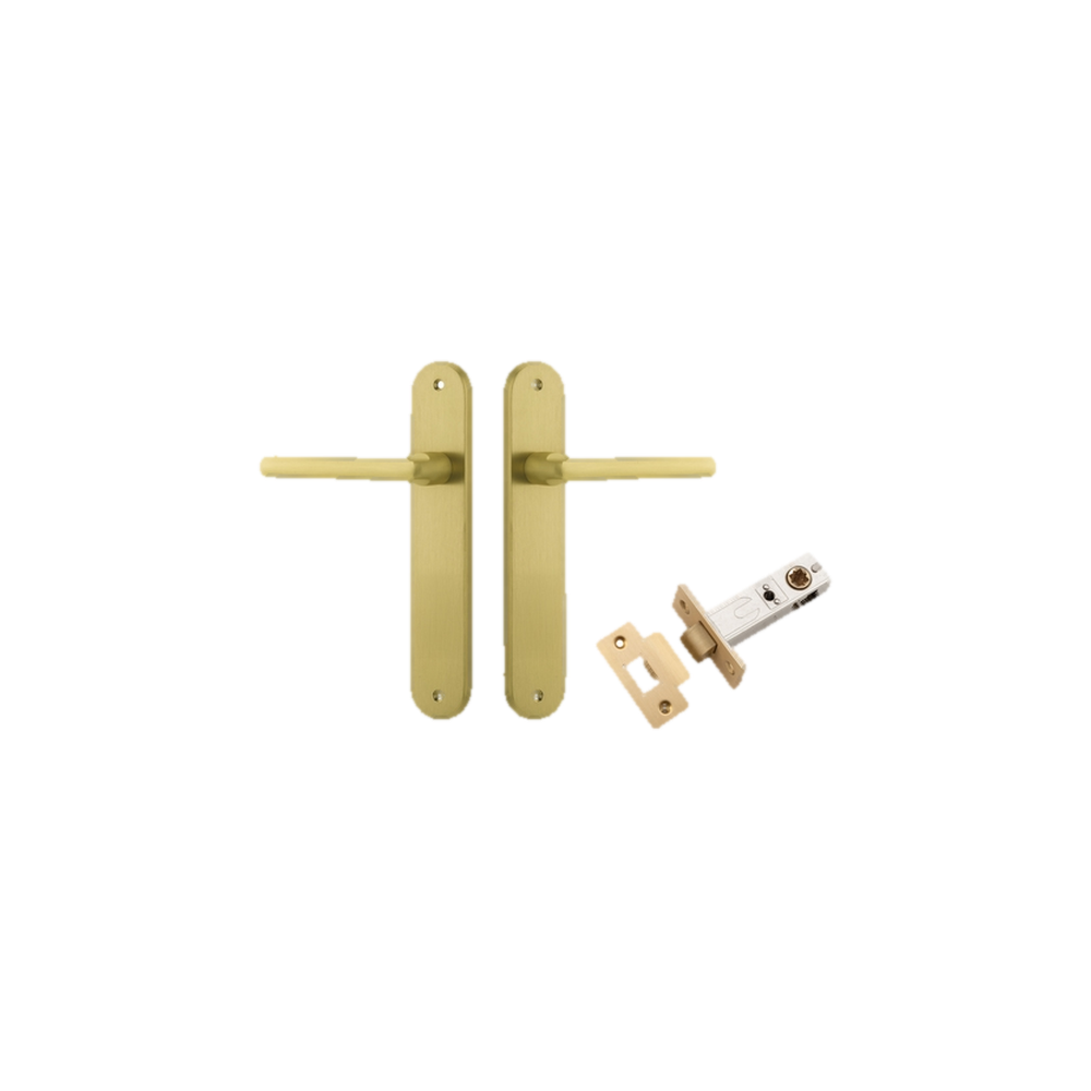 Door Lever Baltimore Oval Brushed Gold PVD Passage Kit in Brushed Gold PVD