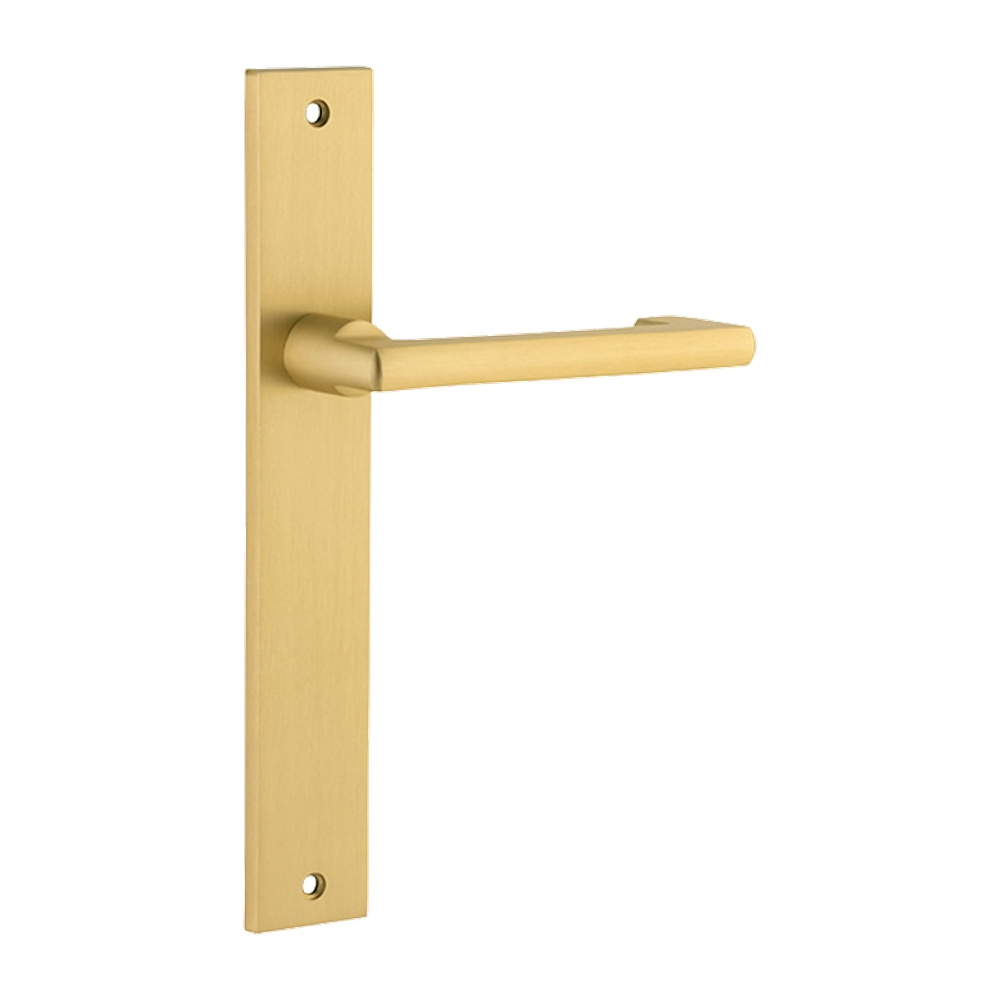 Door Lever Baltimore Return Rectangular Latch Pair Brushed Gold PVD L128xP54mm BPH240xW38mm in Brushed Gold PVD